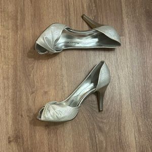 Silver sparkly Open Toe heels formal sparkles